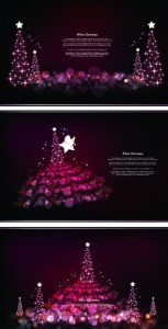 3 Fantastic Purple Christmas Tree Backgrounds Vector