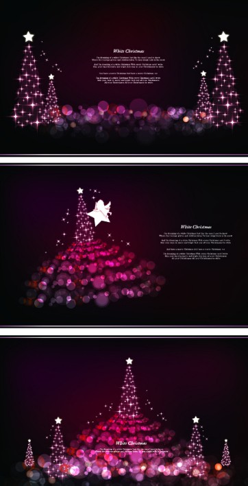 3 Fantastic Purple Christmas Tree Backgrounds Vector
