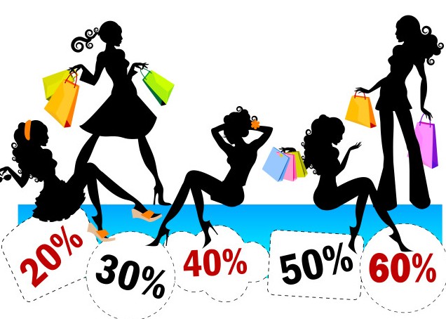 Fashion Shopping Girl Silhouettes Vector