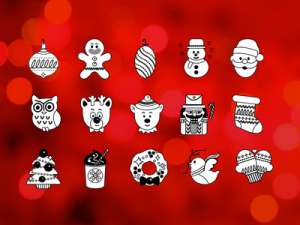 Flat Line Christmas Icons Vector