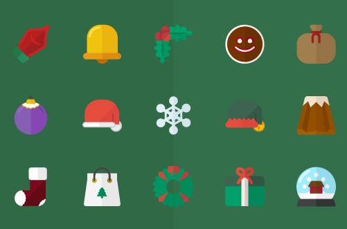 15 Flat Vector Christmas Icons