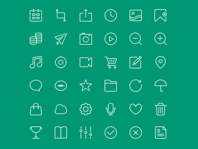 36 Thin Line Icons PSD