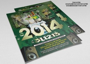 Happy New Year Party Flyer Template Vector PSD
