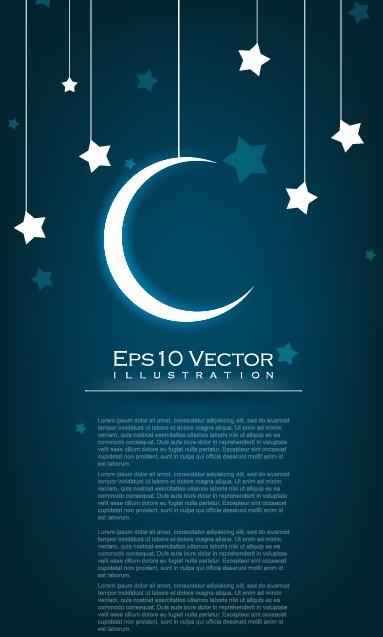 Night Moon and Stars Illustration Vector 04