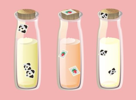 Cute Feeding Bottles Vector