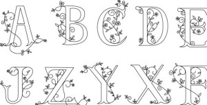 Simple Floral Alphabets Design Vector