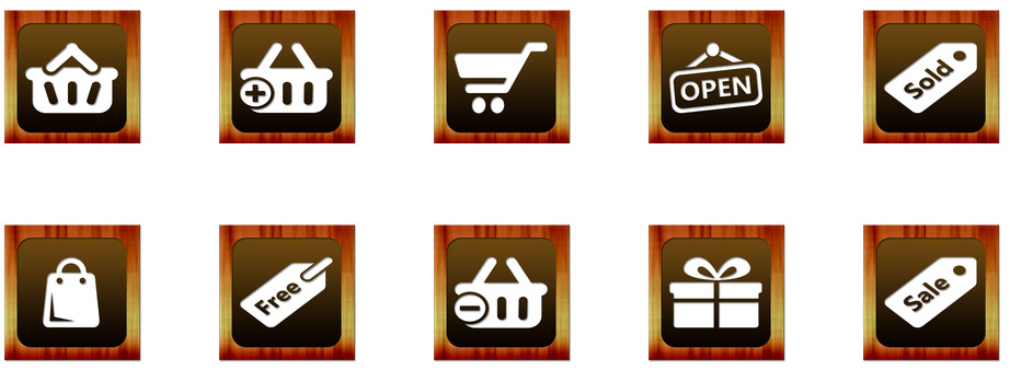 10 Wooden Shopping Icons