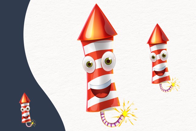 Cartoon Fireworks PSD
