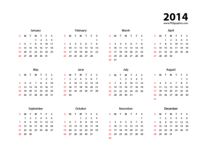 Minimal Calendar 2014 Template Vector