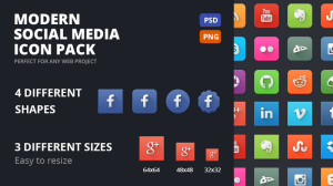 Modern Social Media Icons PSD