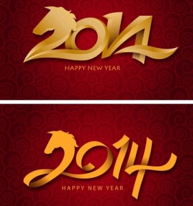 Golden Happy New Year 2014 Backgrounds Vector