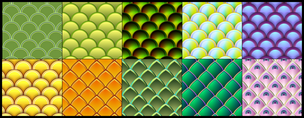Set Of Fish and Serpent Scale Vector Patterns 02