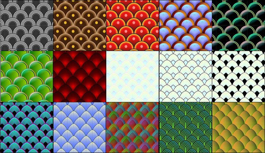 Set Of Fish and Serpent Scale Vector Patterns 01