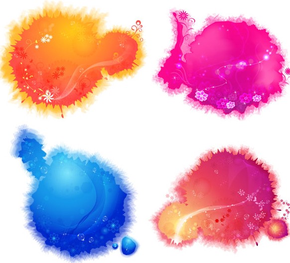 Colorful Ink Mark Style Speech Bubbles Vector
