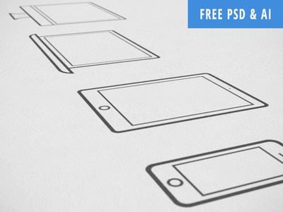 Outlined Apple Devices Icons PSD & Vector