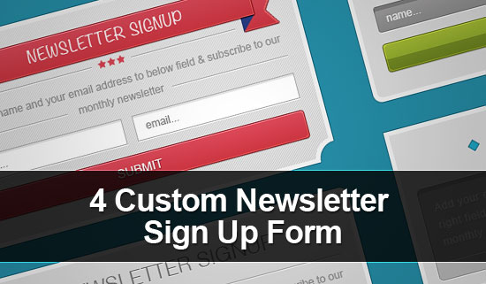 4 Custom Newsletter Signup Form PSD Templates