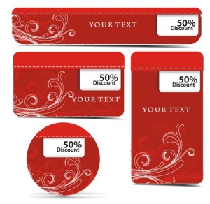 Set Of Red Floral Discount Labels Vector