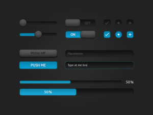 Dark Blue UI Components PSD