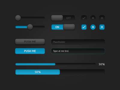 Dark Blue UI Components PSD