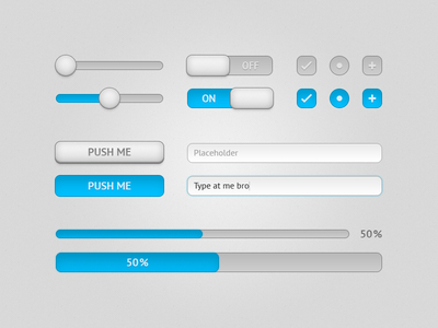 Light Blue UI Components PSD