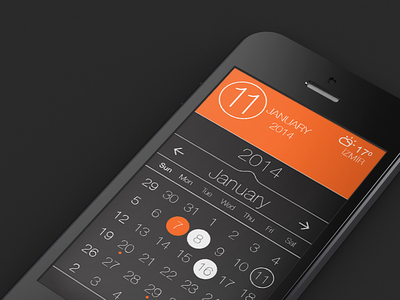 iOS 7 Style Calendar App UI PSD