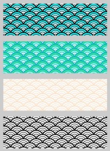 4 Classic Wave Patterns Vector