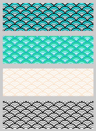 4 Classic Wave Patterns Vector