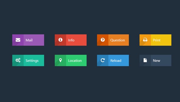 Flat Long Shadow Web Buttons PSD