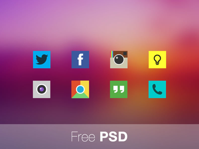 Flat Square Android Icons PSD