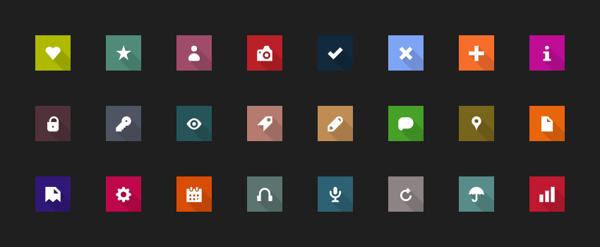 Metro Style Flat Long Shadow Icons PSD