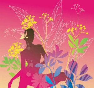 Dancing Girl Silhouette with Floral Background Vector 05