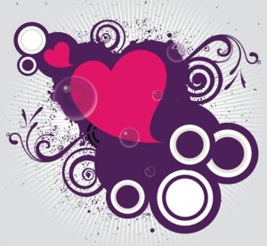 Red Love Hear with Splash Flower Background Vector 03