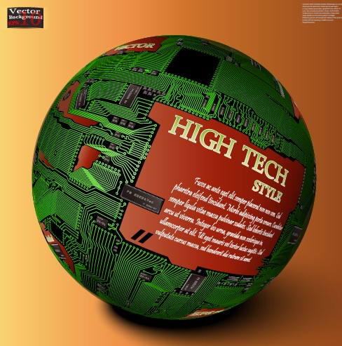 HI-Tech Style Globe Of Integrated Circuits Vector 02