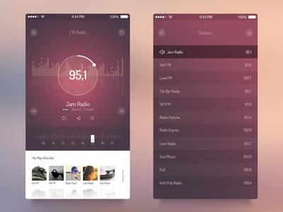FM Radio App UI For iOS 7 PSD