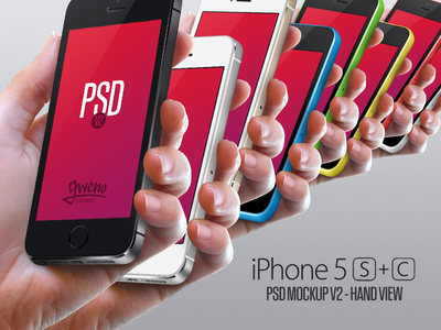 iPhone 5S & 5C In Hand Mockups PSD