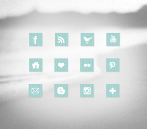 12 Light Blue Fabric Social Media Icons