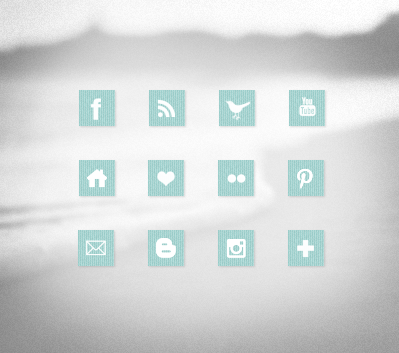 12 Light Blue Fabric Social Media Icons
