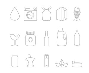Waste Recycling Icon Set Vector