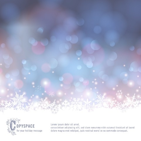 White Snowflakes with Blurred Lights Vector