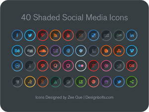 40 Round Shaded Social Media Icons