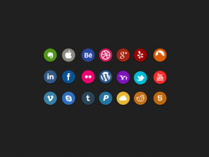 21 Minimal Flat Circle Social Icons PSD