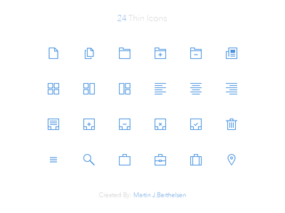 24 Thin Line Icons PSD (32x32px)