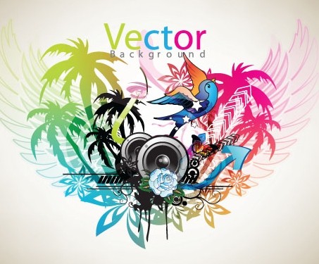 Music Art Grunge Background Vector 04