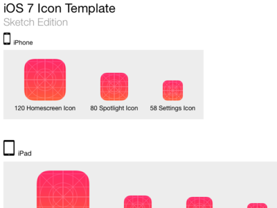iOS 7 Icon Template For iPhone and iPad PSD
