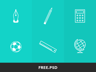 6 Elementary School Icons PSD
