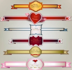Set Of Vector Valentine's Day Labels & Ribbons