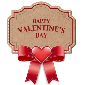 Brown Paper Valentine's Day Label with Red Bow Vector