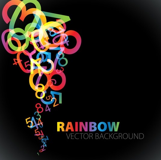 Rainbow Numbers Background Vector