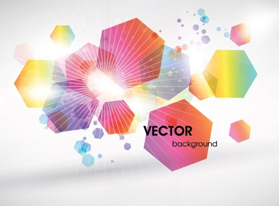 Abstract Hexagon Shaped Colorful Halos Background Vector