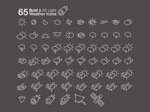 65 Bold & Light Weather Icons PSD
